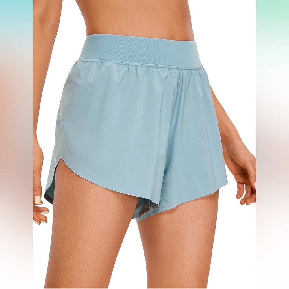 CRZ YOGA Mid Waisted Dolphin Running Shorts for Women Medium